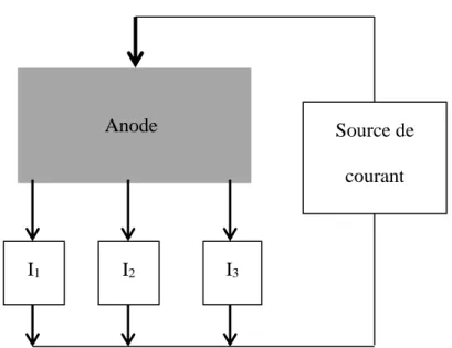 Figure 3-2 : Mesure de la distribution de courant dans une anode 