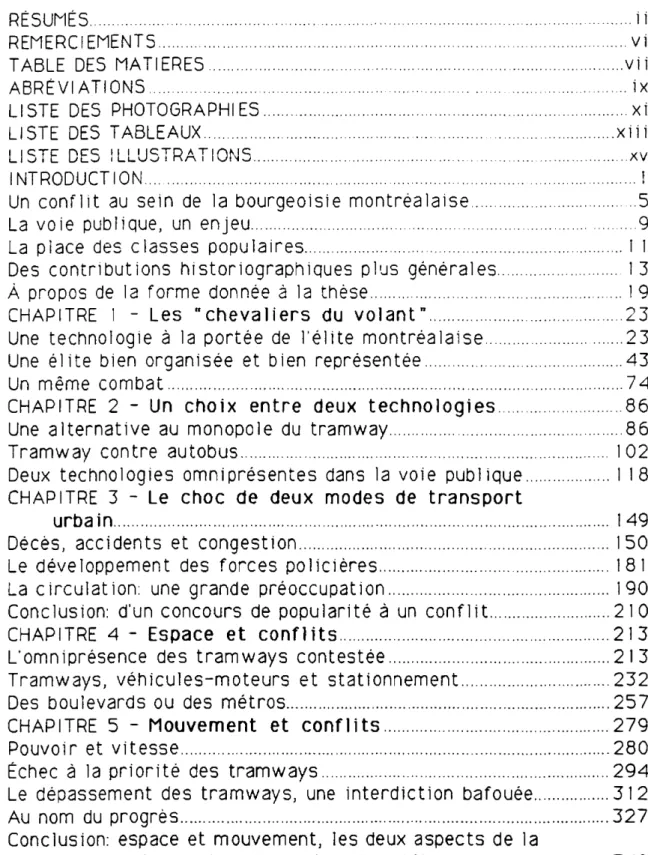 TABLE DES MATI ERES vi i