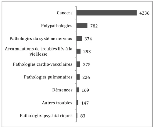 Figure  6.  Nombre  de  cas  déclarés  classés  par  pathologies  en  2017  aux  Pays-­‐Bas