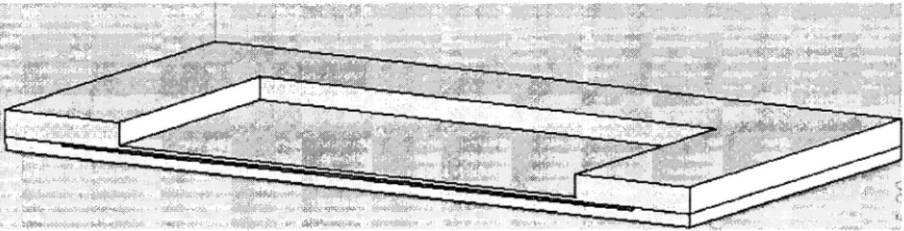 Figure 21  Structure simple d'une membrane rectangulaire suspendue (vue en coupe)  De  la  même  façon,  la simulation avec  une  membrane  circulaire  de  200 fJm  de  diamètre  et  d'une  épaisseur  de  2  fJm  donne  un  déplacement  maximal  de  0,5082