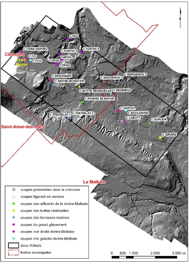 Figure  13 : Les coupes  stratigraphiques  mises  au jour et étudiées  en  2010 