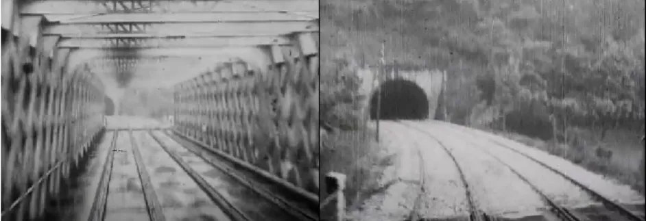 Fig. 5: Félix Mesguish, image tirée du film de, Passage d'un tunnel en chemin de fer pris de l'avant  de la locomotive (1898).