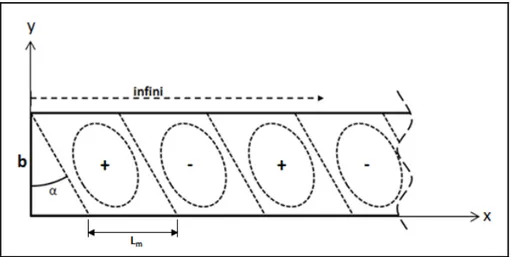 Figure 1-5 - Déformée d'une plaque de longueur infinie  chargée en cisaillement. Les ellipses représentent le 