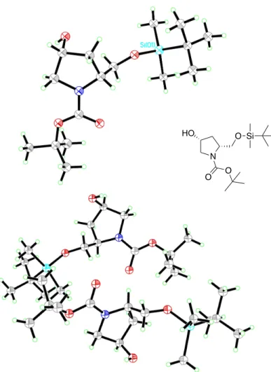 Figure 1.8. Structures rayon-X du composé 1.34 (gauche) ainsi que sa forme dimérique (droite)