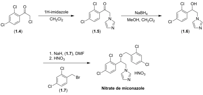 Figure 1.26. Interaction entre le miconazole et le noyau flavohémoglobine. [136]