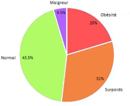 Figure 3 : répartition des patients selon leur IMC. 