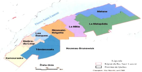 Figure 1 : La région du Bas-Saint-Laurent 