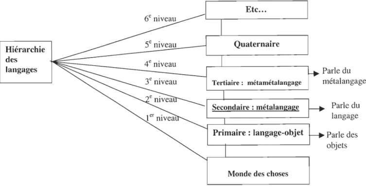 Figure 3 : Hiérarchie des langages (Montambeault, 1995)  Hiérarchie  des  langages  se  niveau 4e niveau  Etc •.