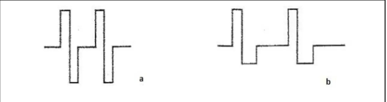 Figure II-4 : Deux exemples d’impulsions bidirectionnelles, symétrique (a) et  asymétrique à moyenne nulle (b) 