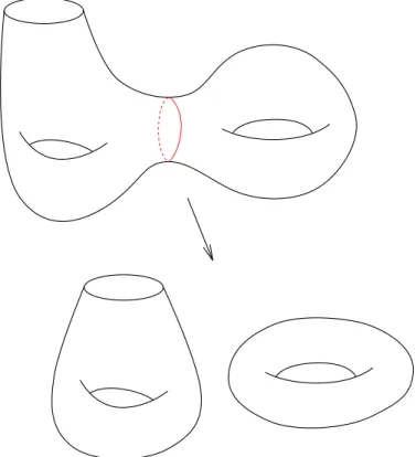 Fig. 5. An example of a degenerating sequence of conformal classes {c n } on a surface of genus 2 with 1 boundary components such that the limiting space contains a closed component