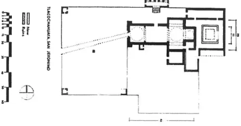 Fig. 26. Plan du complexe dominicain de San Jerônimo Tlacochahuaya, Vallée de Daxaca. Tiré de Mullen, 1 995.