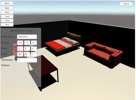 Figure 12. Screenshots of our editor for designing an intelligent environment with walls and furniture.