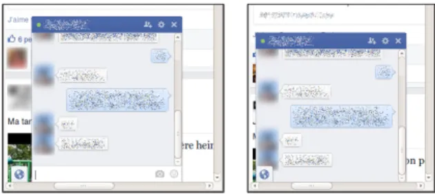 Figure 1.6: The “Facebook Bug”. The textbox allowing a user to type an instant message (left) suddenly disappears (right).