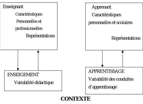 Figure 7 : Modèle de l'interaction contextualisé de Bru (1991) 