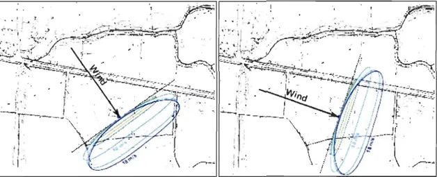 Figure 1-6. Calcul des risques de chute de glace transposés sur une carte topographique