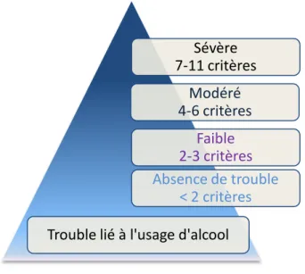 Figure 1.2: Nouvelle pyramide des risques selon le DSM 5 DSM-5 : trouble lié à l'usage d'alcool 