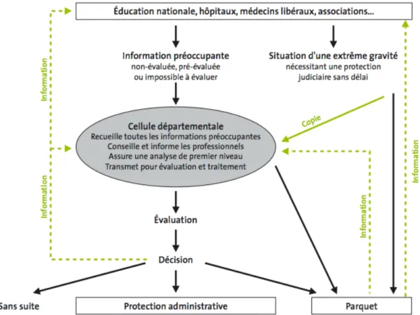 Figure 2 : Recueil, évaluation et traitement des informations préoccupantes  concernant des mineurs en danger ou risquant de l'être 