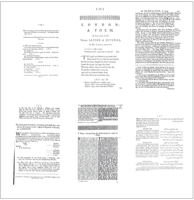 Figure 2.2 Examples of pages with different column numbers, font sizes and layouts containing footnote.