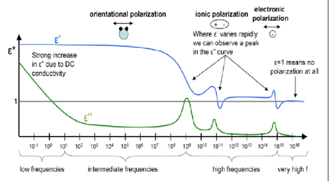Figure 1.4 Dépendance des mécanismes de polarisation de la fréquence   Tirée de Heid (2015) 
