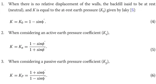 Figure 2 presents a comparison between the overburden theory (σ vz  = γH and σ hz  = K  σ vz ) and the Marston solution (Eq. 2) for horizontal and vertical stress when K is assigned  a value of 0.5