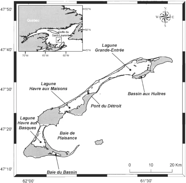 Figure 1  :  Carte des Îles-de-Ia-Madeleine dans le golfe du  Saint-Laurent 