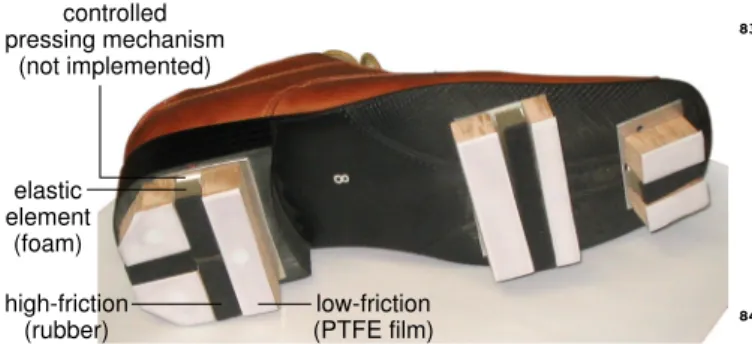 Figure 10: Variable-friction shoe with PTFE and rubber surfaces.