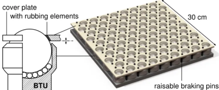 Figure 1: CAD view of a conceptual 2D low-friction oor tile made of ball transfer units