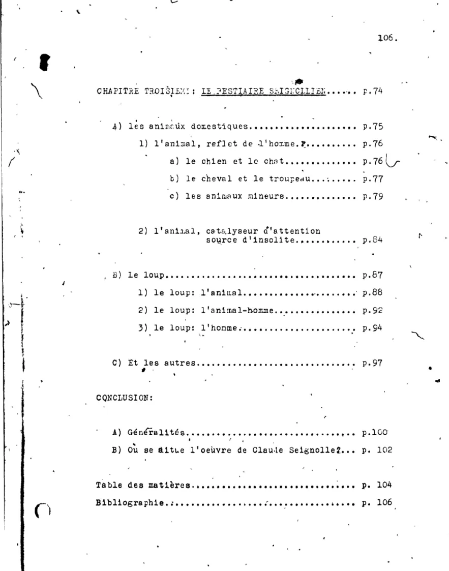 Table  des  matières .•••••••••••••••••••••••••••  ~  •••  p.  104  Bibliographie.  e 