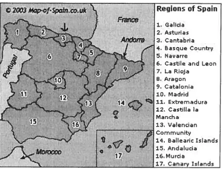 Figure L Carte régionale d’Espagne (Modifié à partir de © Map-of-Spain.co.uk)
