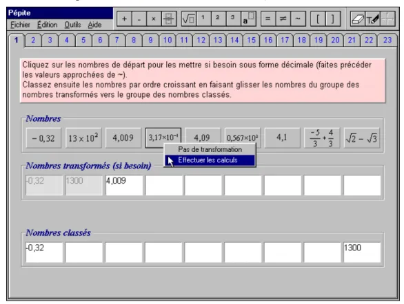 Figure   2-36 : Le premier exercice de P ÉPI T EST  dans la version expérimentée en octobre 1996
