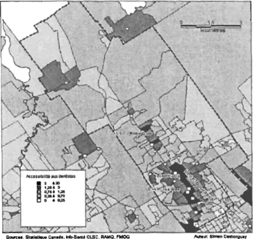 Figure 3: Indice d'accessibilité aux dentistes  à  Charlesbourg 4 