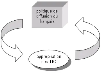Figure 3 : rétroaction entre politique de diffusion et appropriation des TIC. 