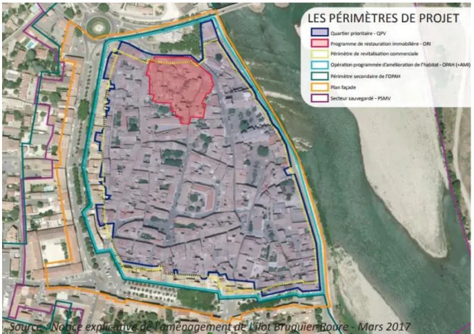 Figure 10: Périmètres d'intervention du projet de Pont-Saint Esprit (30) 