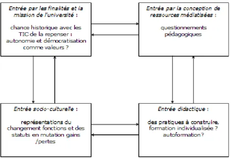 Fig. 1 - Les quatre problématiques universitaires en jeu.