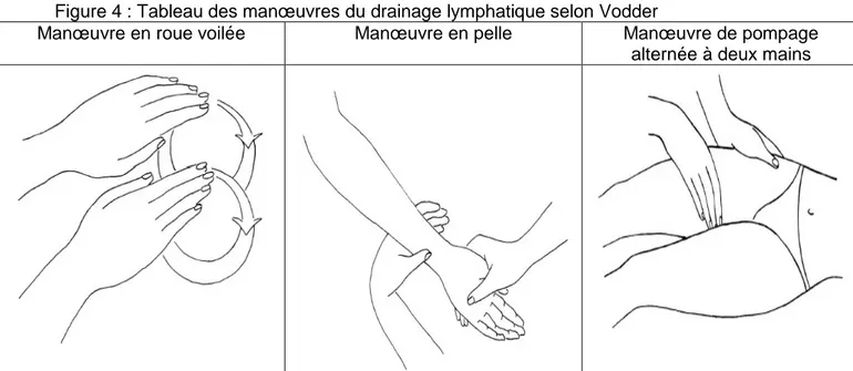 Figure 4 : Tableau des manœuvres du drainage lymphatique selon Vodder 