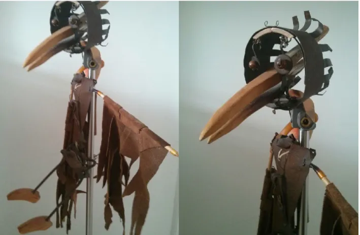 Figure 3 : Marionnette, métal rouillé, bois et cuir. 1994. 