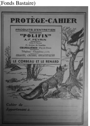 Fig. 1: Protège-cahier des années 1930            Fig.2 : Dessin de Jean, 193?  (Fonds Bastaire)  (Fonds Bastaire)                  