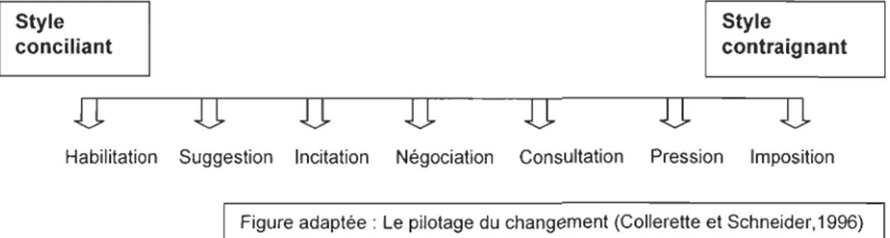 Figure adaptée : Le  pilotage du  changement (Collerette et Schneider,1996) 
