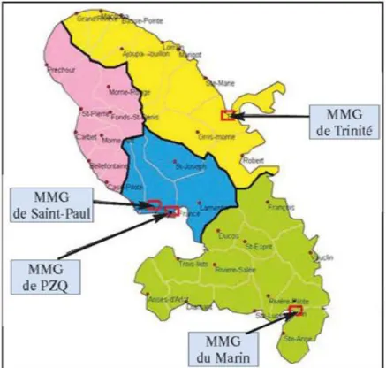 Figure 3 Localisation des MMG sur le département de Martinique 