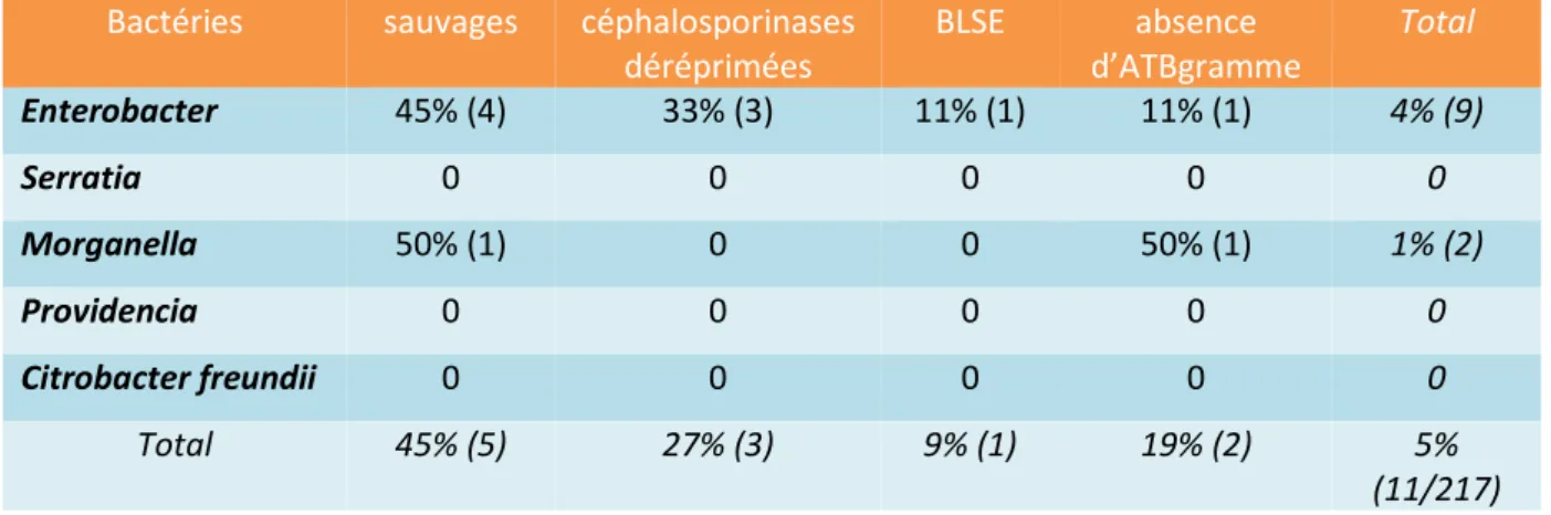 Tableau VII : effectif et profil de résistance aux β-lactamines des entérocoques 