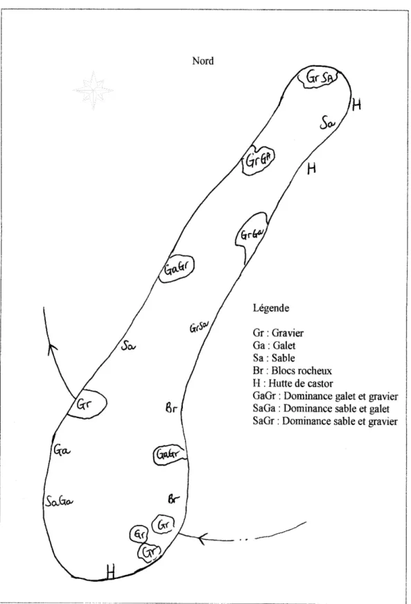 Figure 4. Localisation des frayères potentielles au lac Landry, septembre 2002         N             ?         N           ?