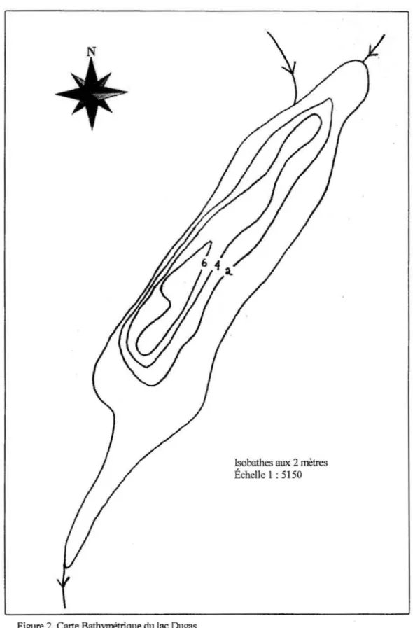 Figure 2.  Carte  Bathyrœtrique  du  lac Dugas 