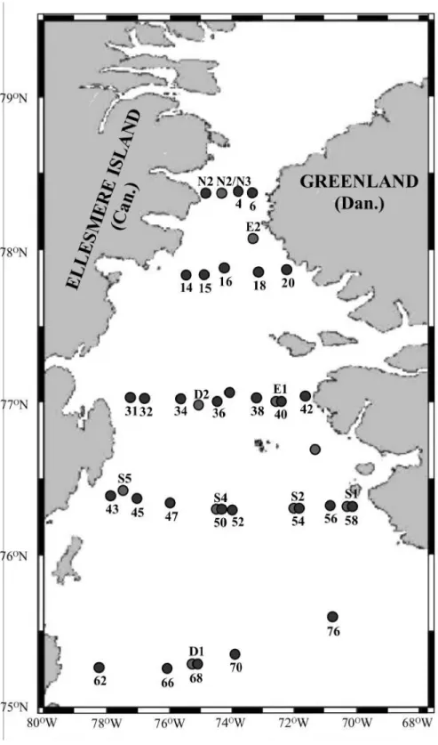 Figure 1. Carte des stations échantillonnées dans la région des Eaux du Nord 