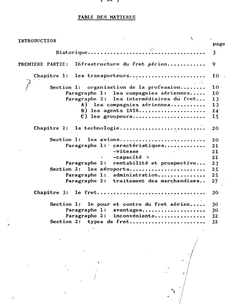 TABLE  DES  MATIERES 