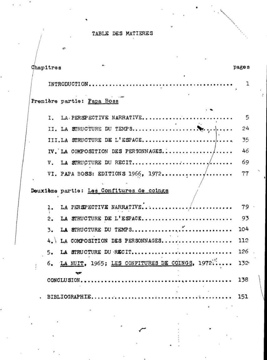 TABLE  DES  MATIERES 
