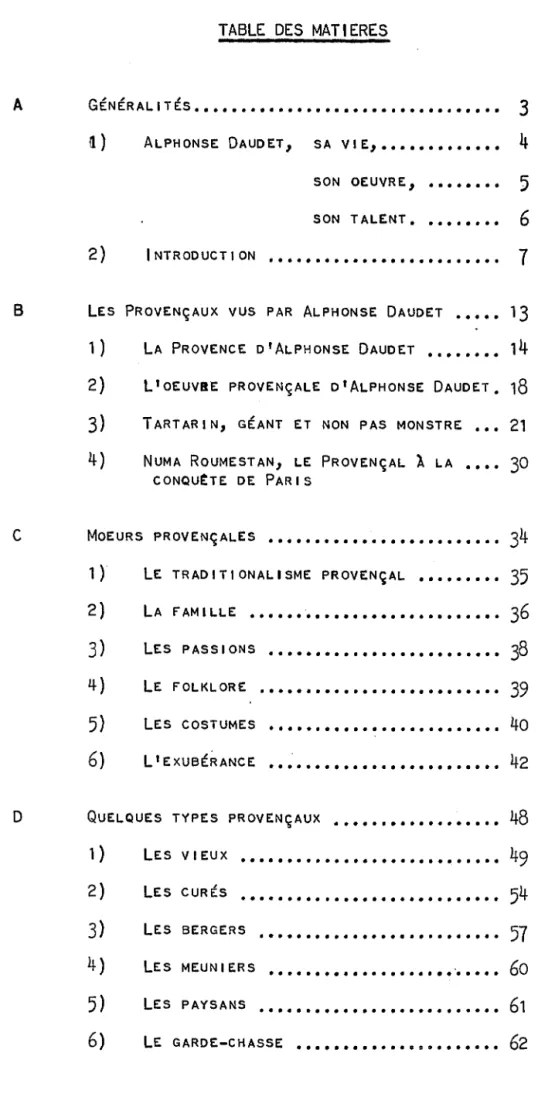 TABLE  DES  MATIERES 
