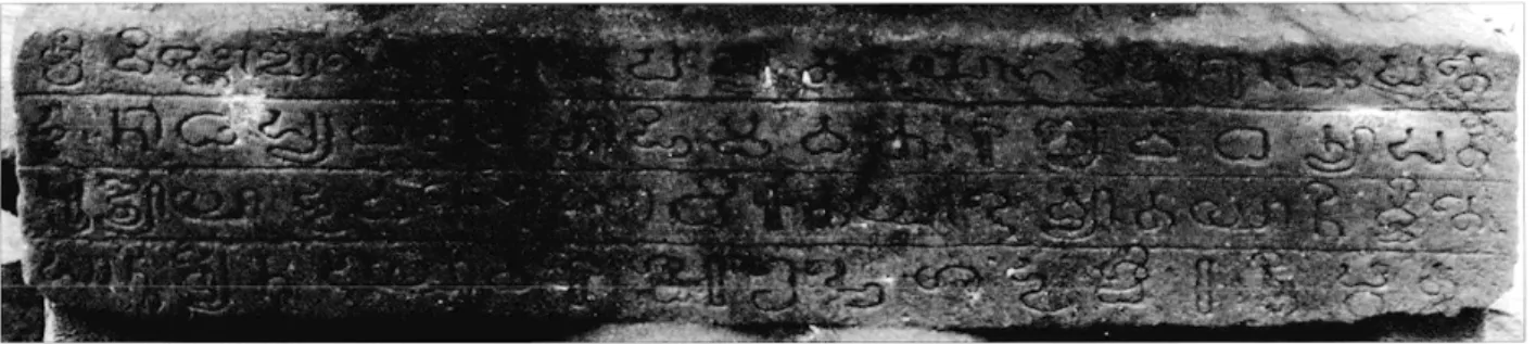 Fig.  13.  L'inscription du monolithe de Taccur.  Cliché  :  G. Ravindran (EFEO, 2004)