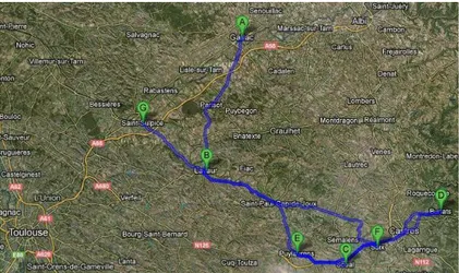 Figure 7 : Localisation des communes où se trouvent les parcelles de  PFA dans le Tarn (A