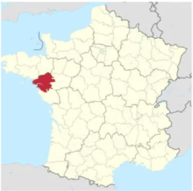 Figure 2 : Carte de France avec localisation du département Loire-Atlantique en rouge