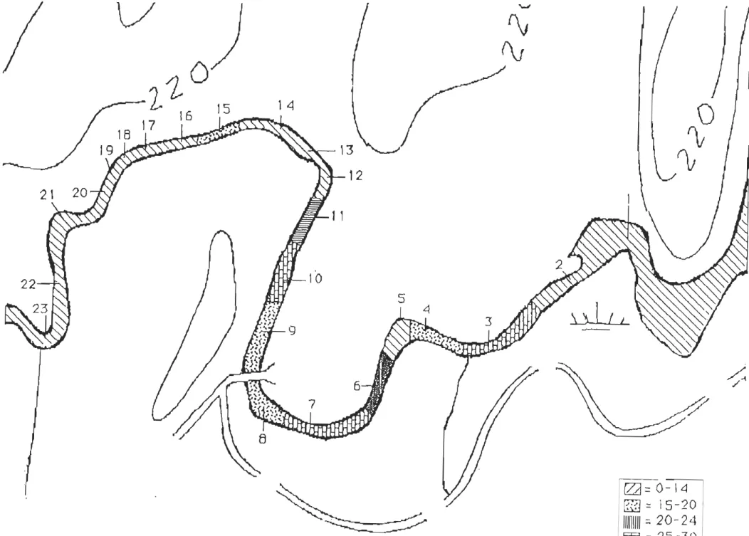 Figure 7:  Potentiels pour le  frai  d'ombles de  fontaine  dans  le  tributaire  du 